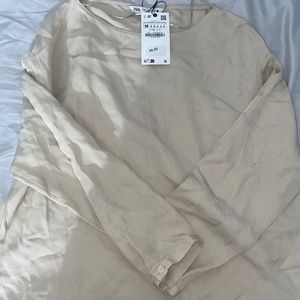 Cream drawstring top